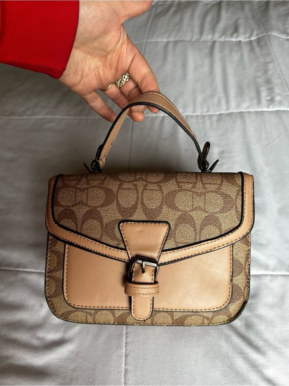 Coach Signature Mini Satchel in Brown and Tan